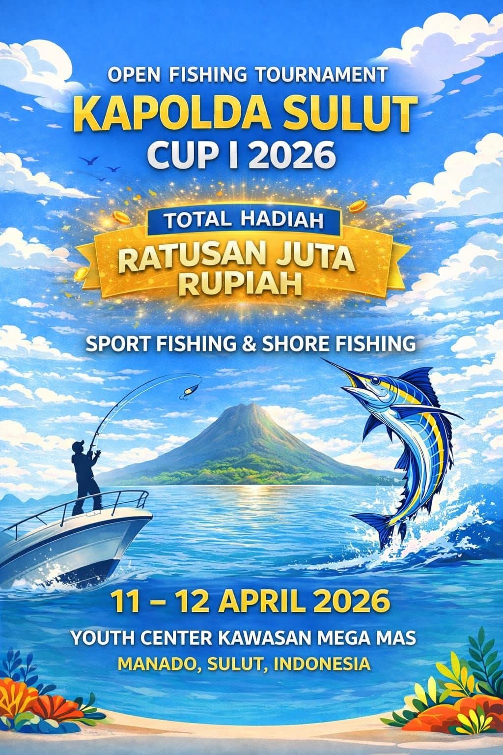 Open Fishing Tournament Kapolda Sulut Cup I 2026 Siap Gebrak Wisata Bahari di Kota Manado