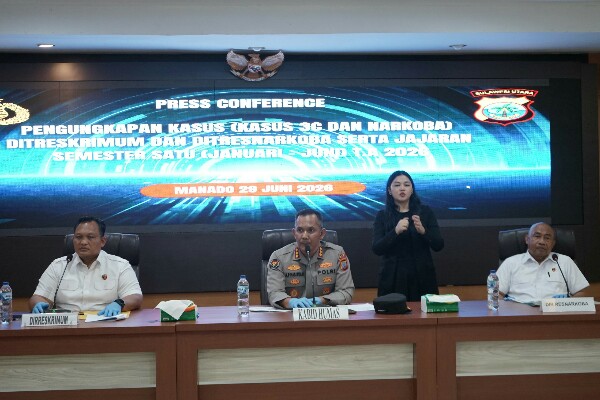 Ditresnarkoba Polda Sulut Ungkap 116 Kasus Narkoba Semester I Tahun 2026, Sebanyak 152 Tersangka Diamankan